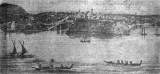 Auckland viewed from the harbour in 1853